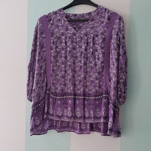 Elegant Purple Floral Women's Blouse